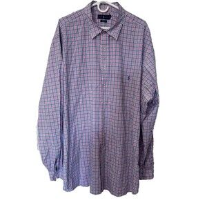 Ralph Lauren Button Down Shirt Men 3XLT Plaid Pink Blue Long Sleeves
